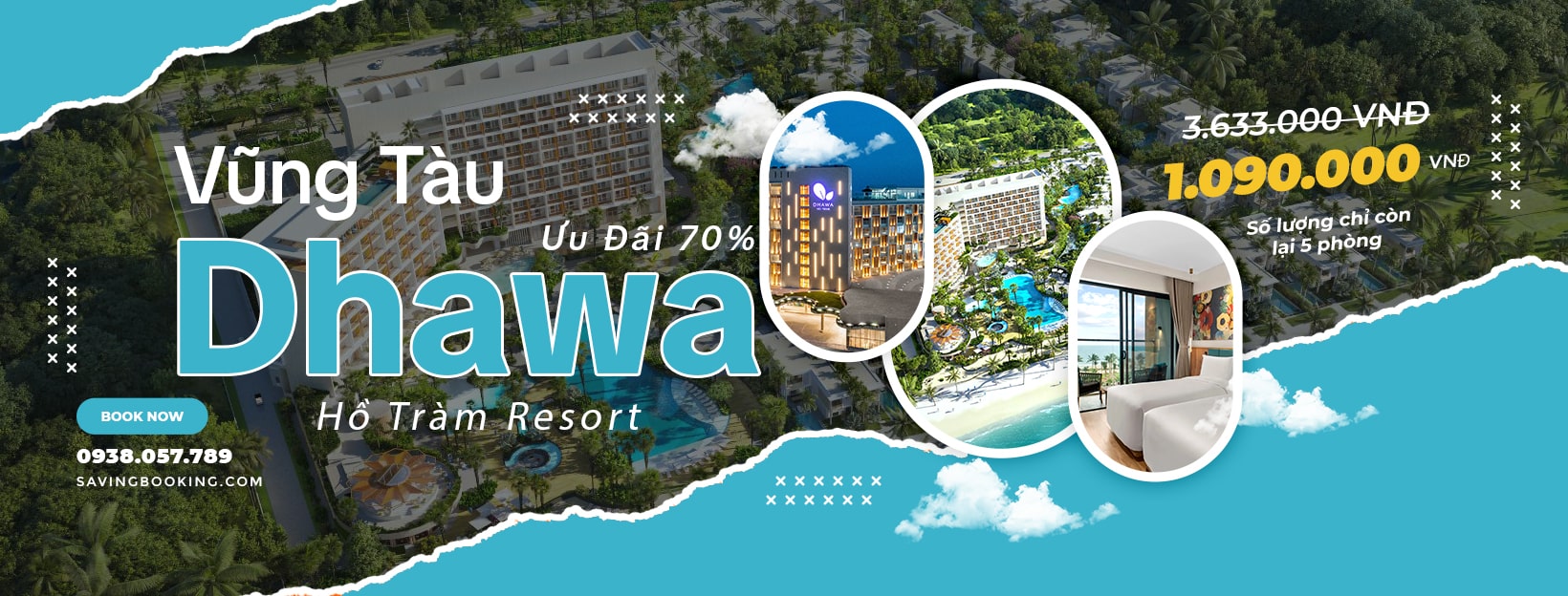 Combo du lịch Savingbooking | Dhawa Hồ Tràm Resort 2N1Đ